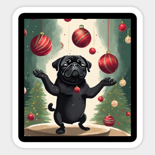 Holiday Pug Sticker